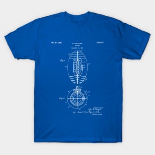American Football Patent - Football Art - Blueprint T-Shirt